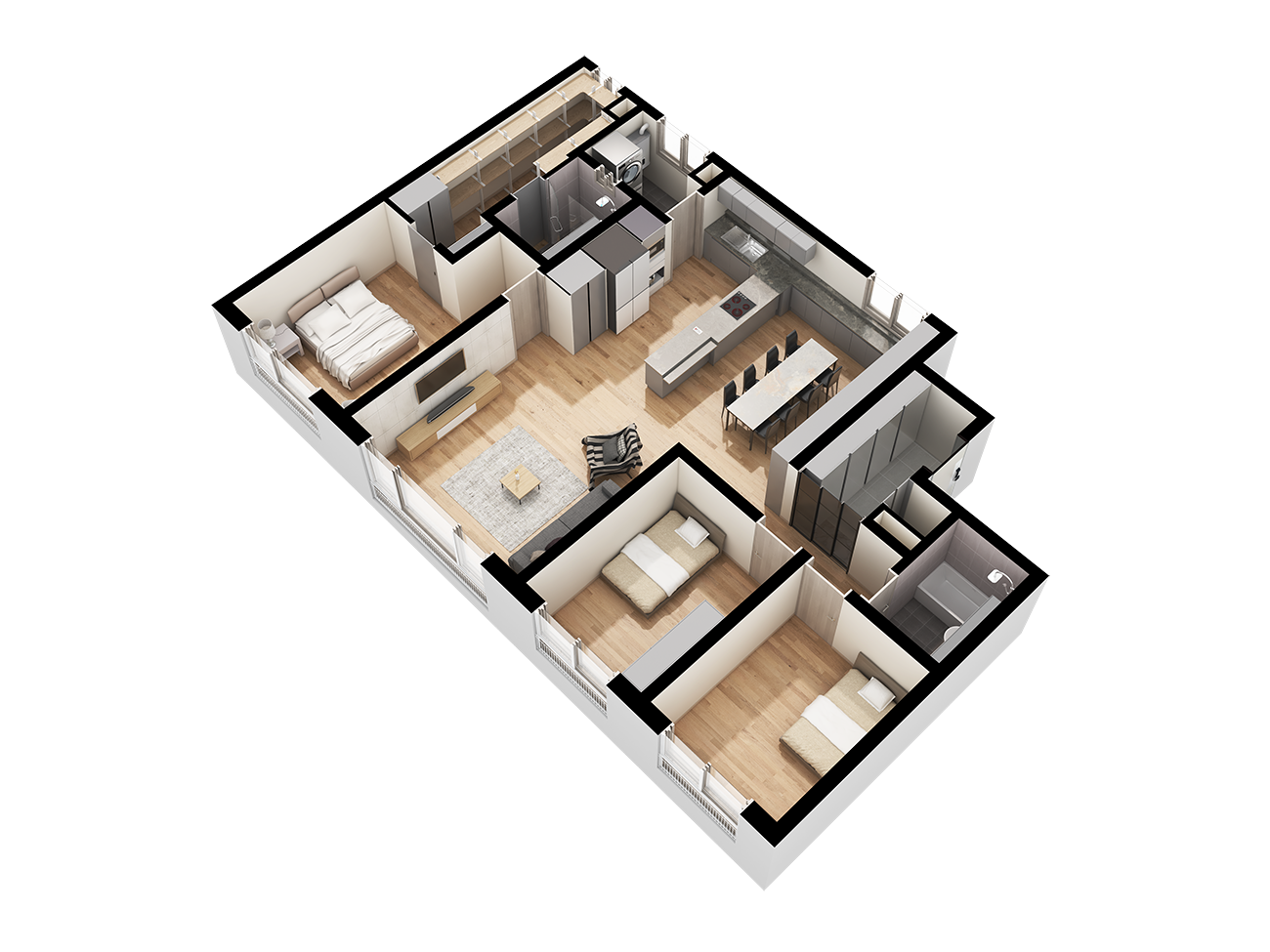 제주 노형동 공동주택 단위세대 G타입 아이소메트릭 제작 결과물