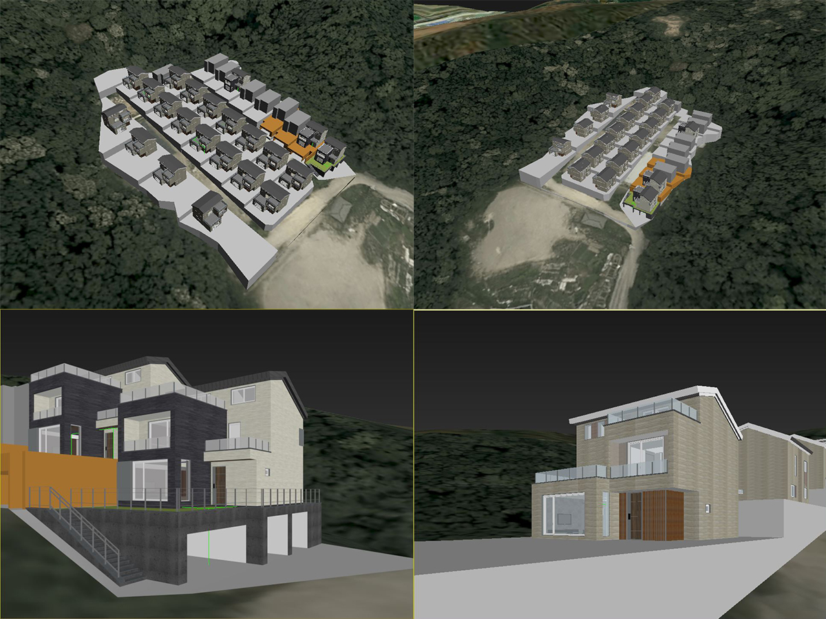 타운하우스 조감도 투시도 아이소 경기도 주택단지 분양 광고 3ds max 외부투시도 주택분양 단지조감도
